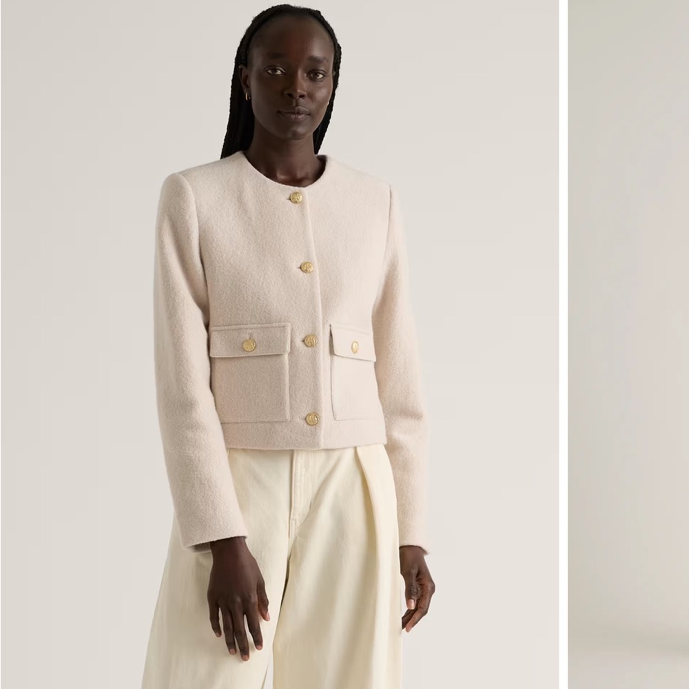 Quince NWT 100% Merino Wool Collarless Cropped Jacket